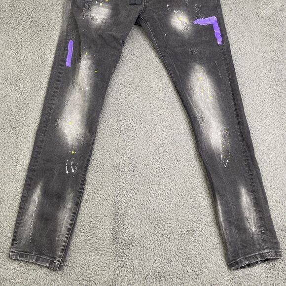 Dsquared2 Jeans Mens 30 Black Distressed Paint Splatter Slim Fit Made in Italy - Picture 3 of 15
